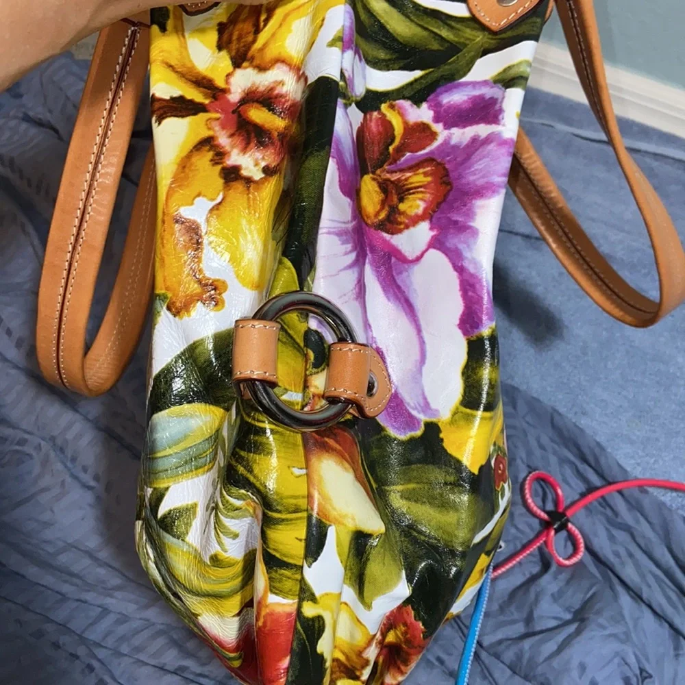 Nwot Maurizio Taiuti Floral italian Leather hobo bag_6